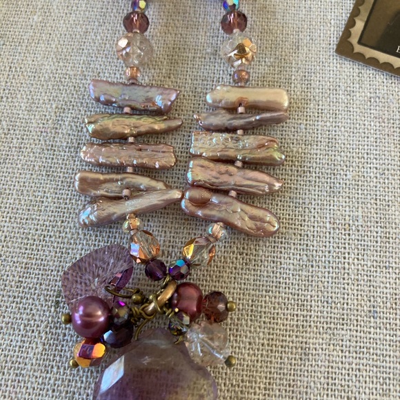 New Freshwater Pearls Swarovski Crystal & Ametrine Necklace fr Laura Hansen … - Picture 3 of 5